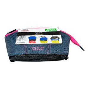 Five Star Quick View Pink and Blue Pencil Pouch NWT